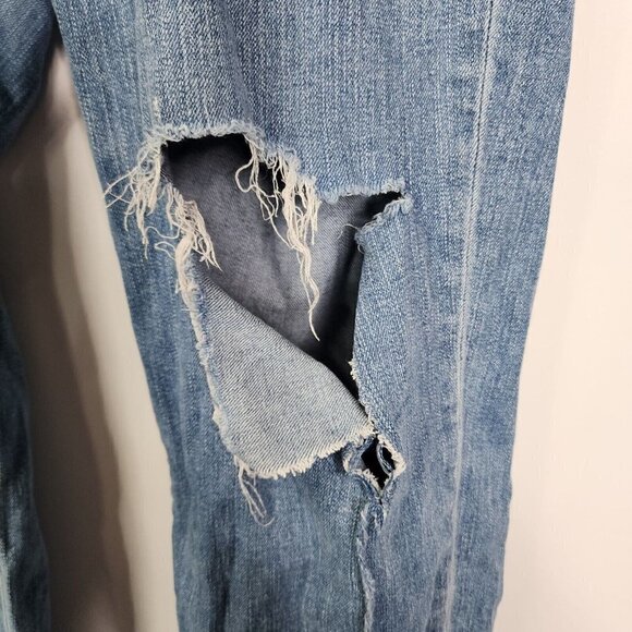 Madewell Women's 32 The Perfect Vintage Jeans High Rise Raw Hem Blue Distressed - Picture 4 of 14